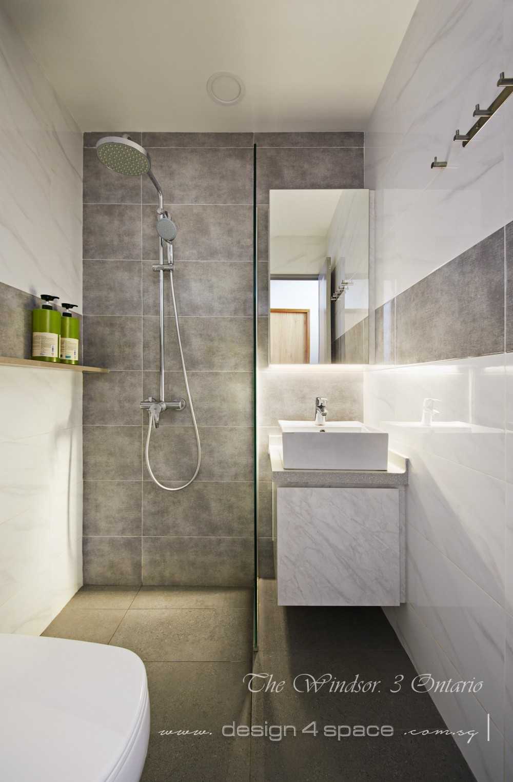 Scandinavian Bathroom with Mirror and Shower Screen