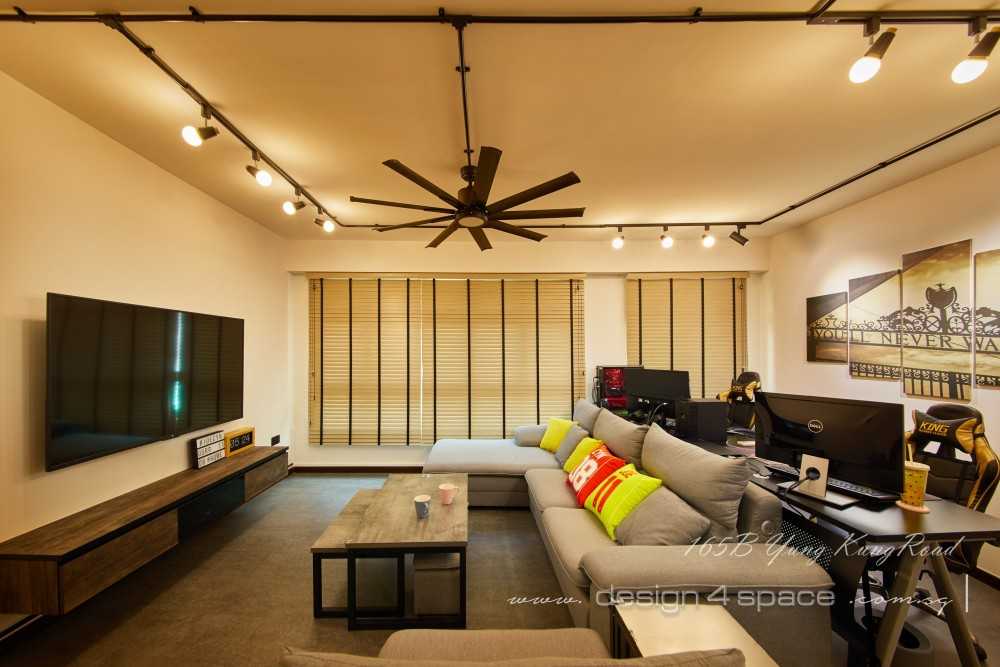 Industrial Living Room with Vinyl Flooring and Wood Flooring