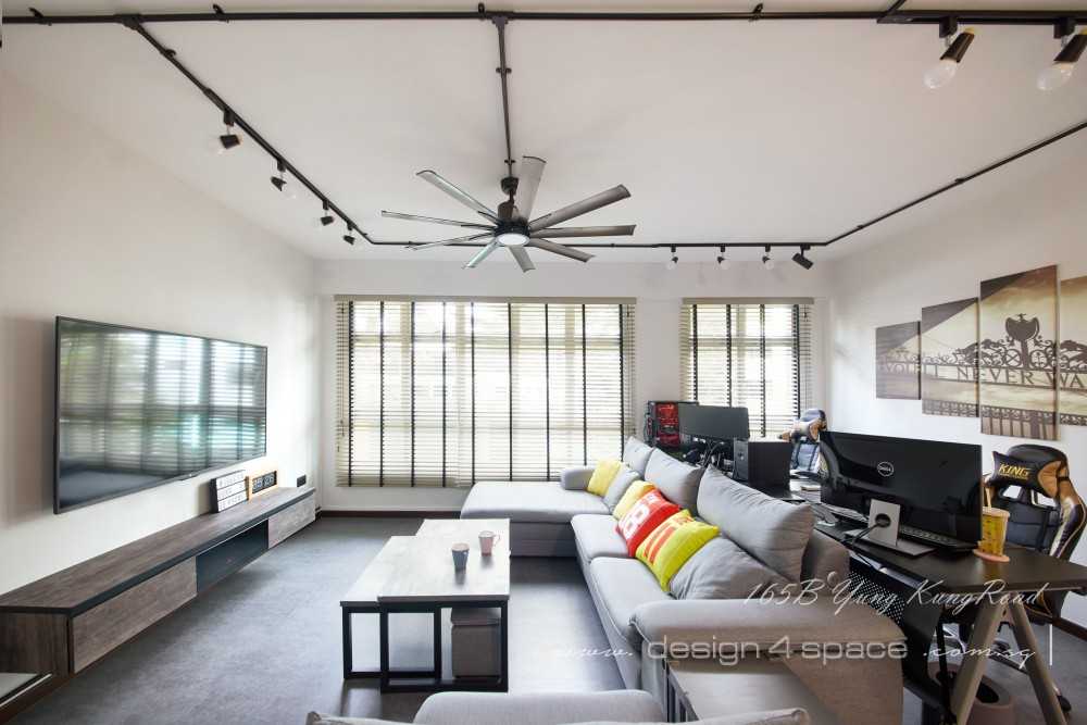 Industrial Living Room with TV Console and Drop Light