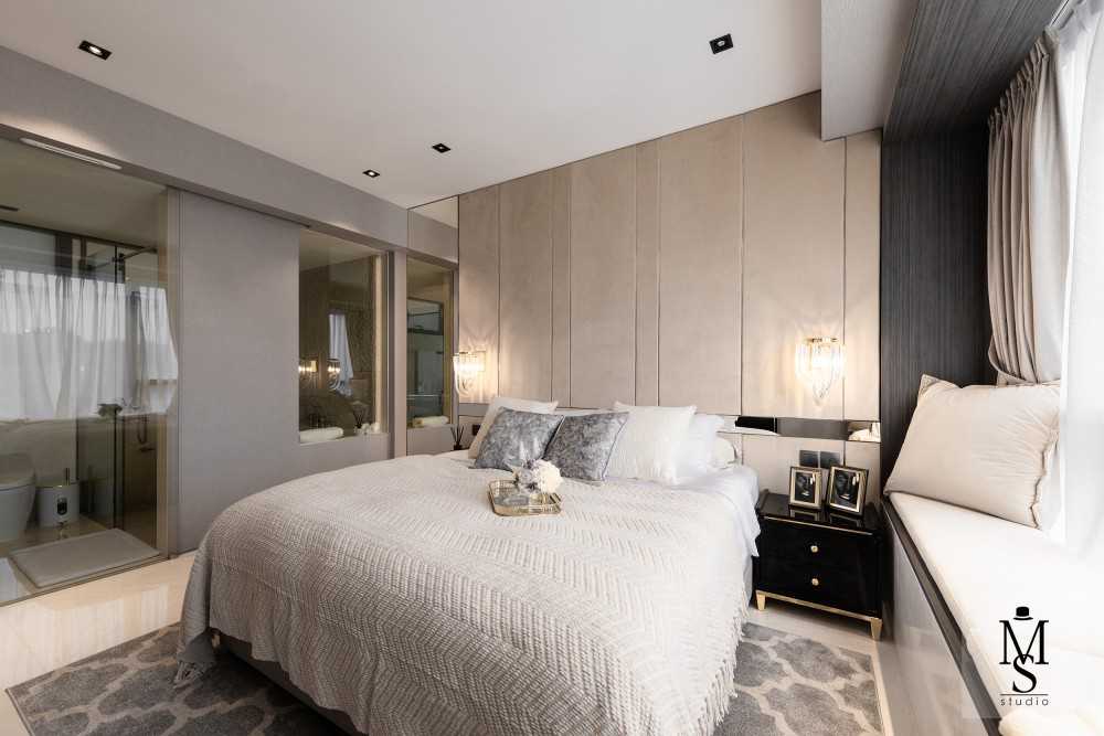 Modern Bedroom with Feature Wall and Bay Window