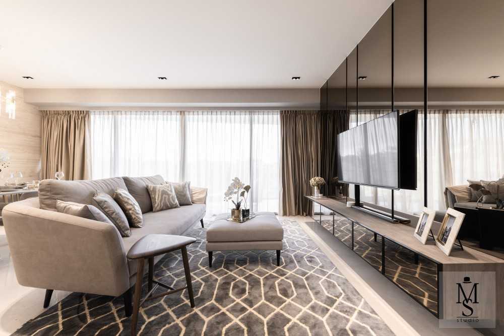 Modern Living Room with Feature Wall and Mirror