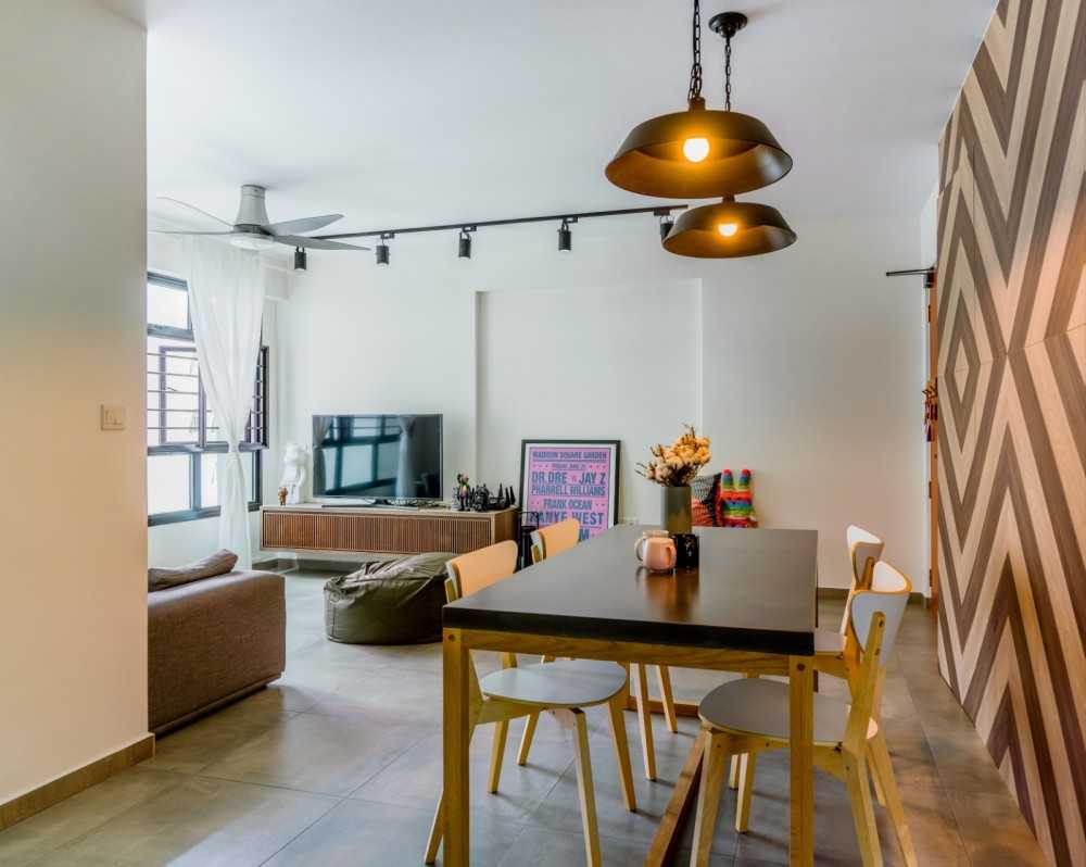 Modern Living Room with TV Console and Feature Wall