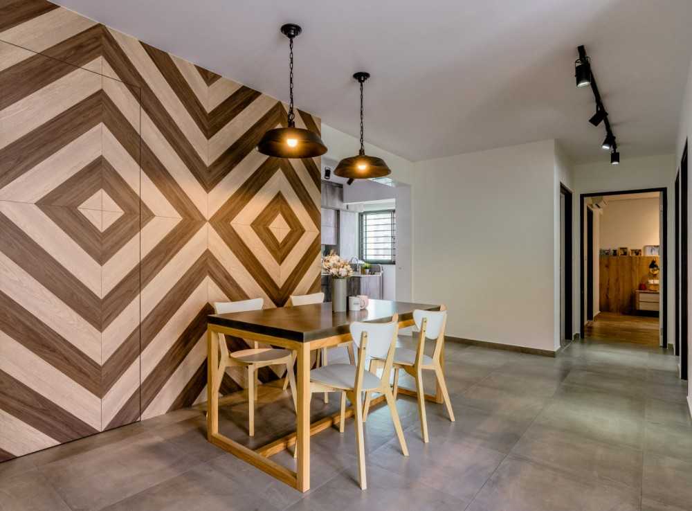 Modern Dining Room with Feature Wall and Dining Table