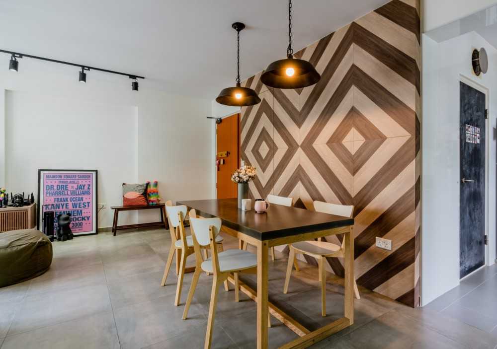 Modern Dining Room with Feature Wall and Dining Table
