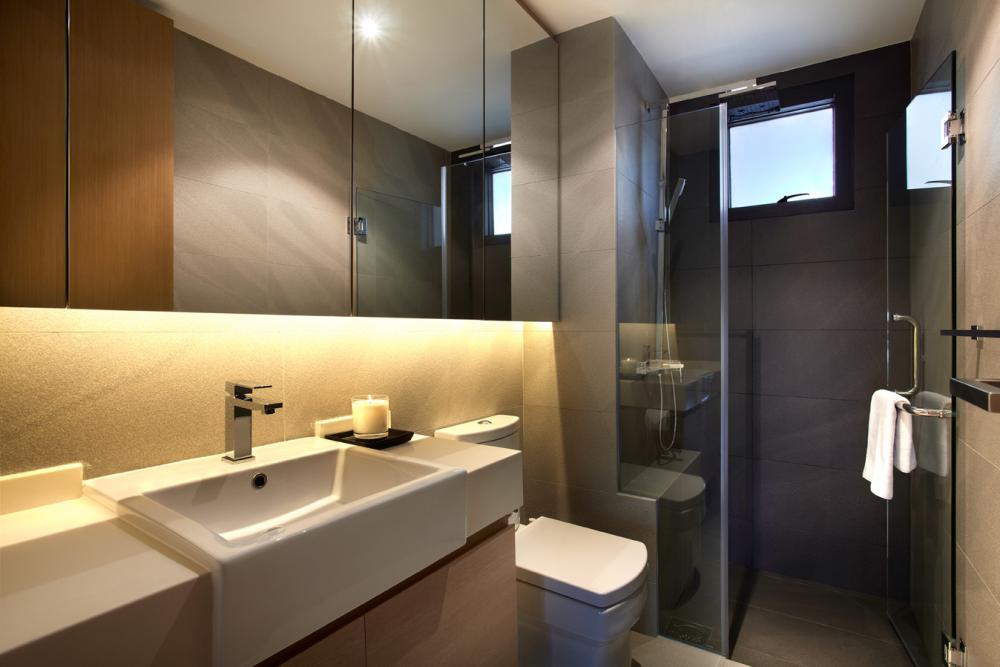 Contemporary Bathroom with Countertop and Mirror