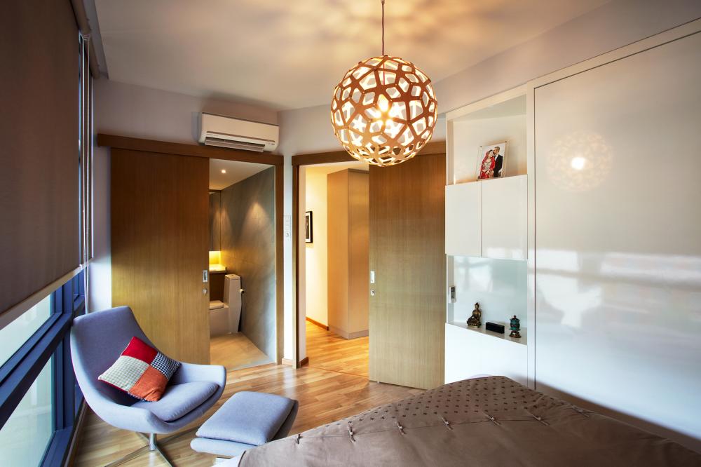 Contemporary Bedroom with Drop Light and Drop Ceiling