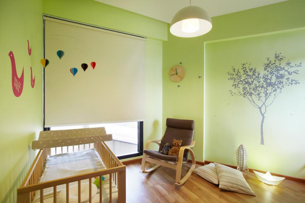 Contemporary Kids Room with Seating Bench and Children's Furniture