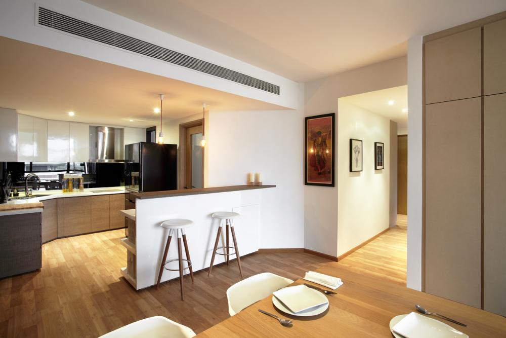 Contemporary Hallway with Drop Ceiling and Ceiling Light