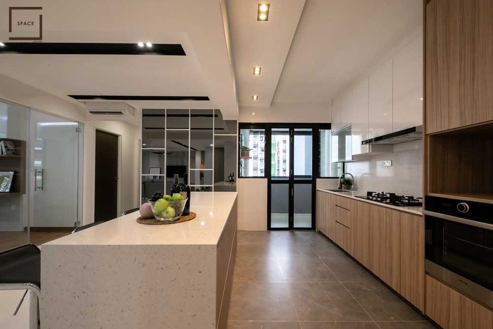 Scandinavian Kitchen with Cupboard and Open Kitchen