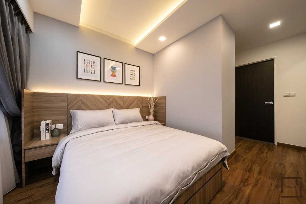 Scandinavian Bedroom with Parquet Floor and Ceiling Light