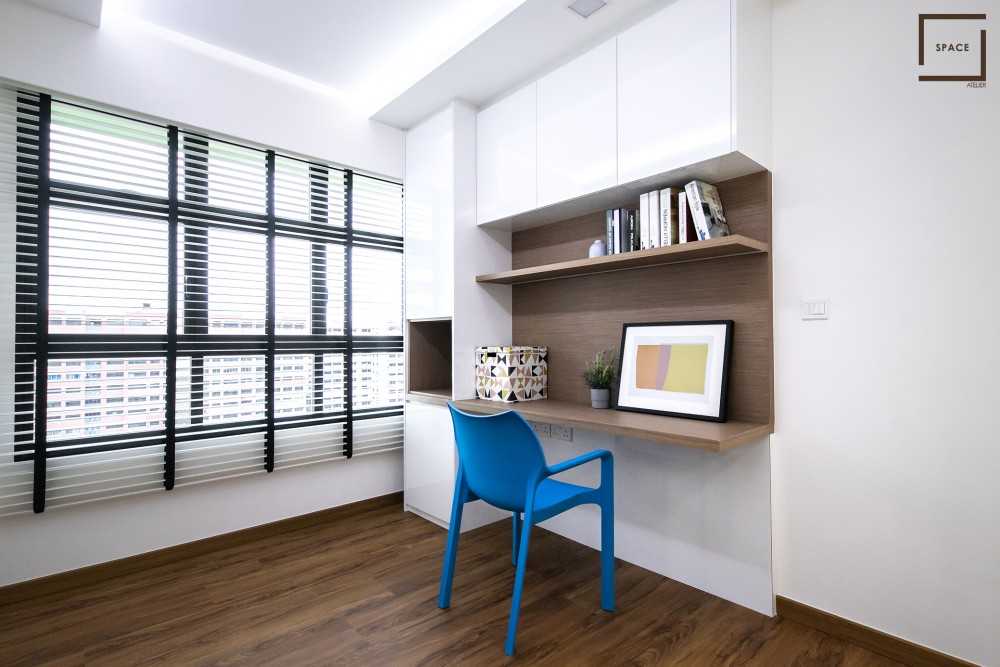 Scandinavian Study with Bookshelf and Desk