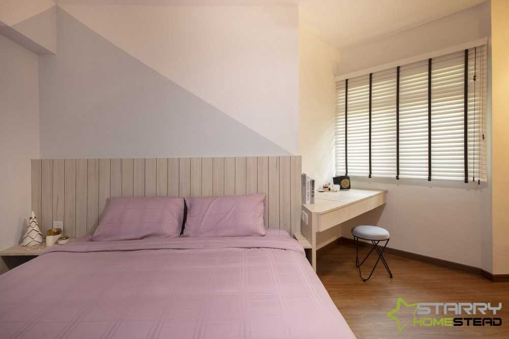 Scandinavian Bedroom with Bedside Table and Bed