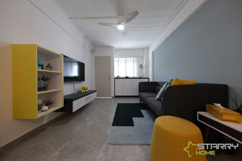 Scandinavian Living Room with TV Console and Sofa
