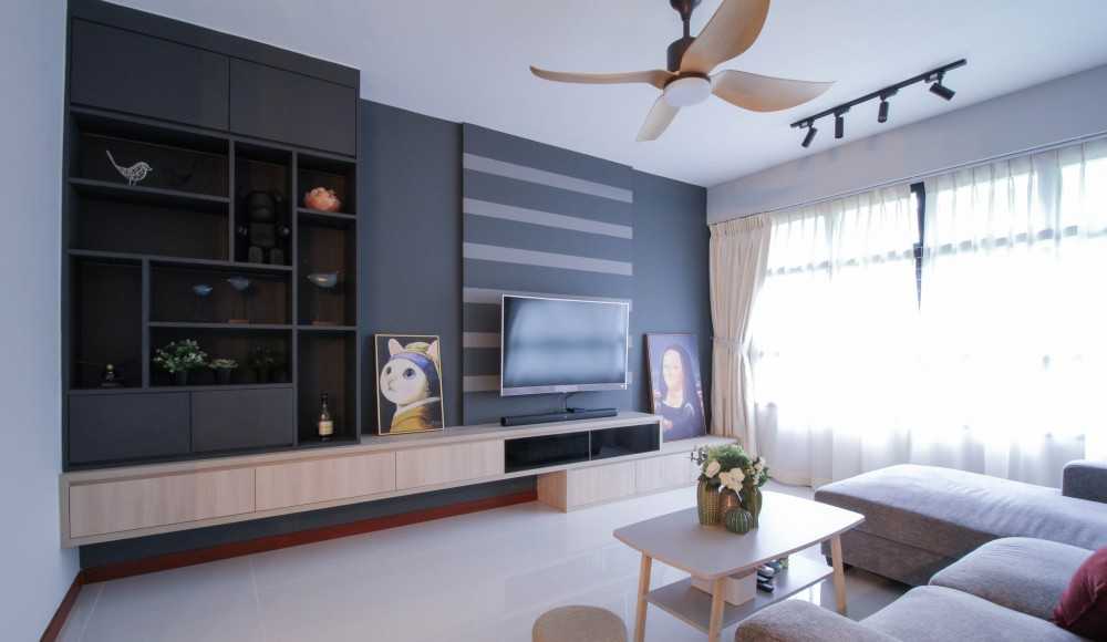 Contemporary Living Room with Feature Wall and Sofa