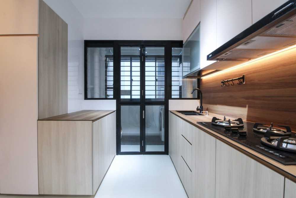 Contemporary Kitchen with Countertop and Laundry Area