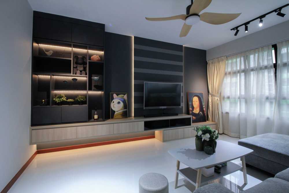 Contemporary Living Room with Feature Wall and Sofa