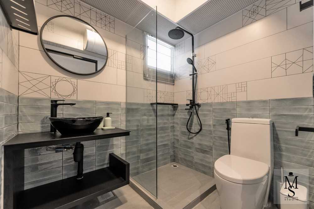 Scandinavian Bathroom with Mirror and Shower Screen
