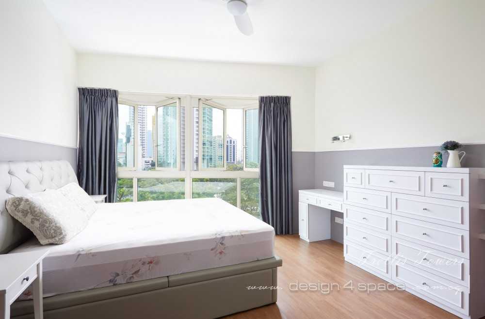 Contemporary Bedroom with Wood Flooring and Drop Ceiling