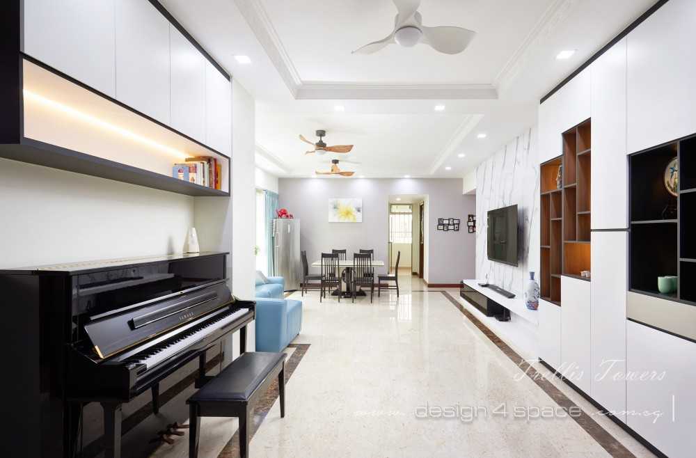 Contemporary Living Room with Wood Flooring and TV Console