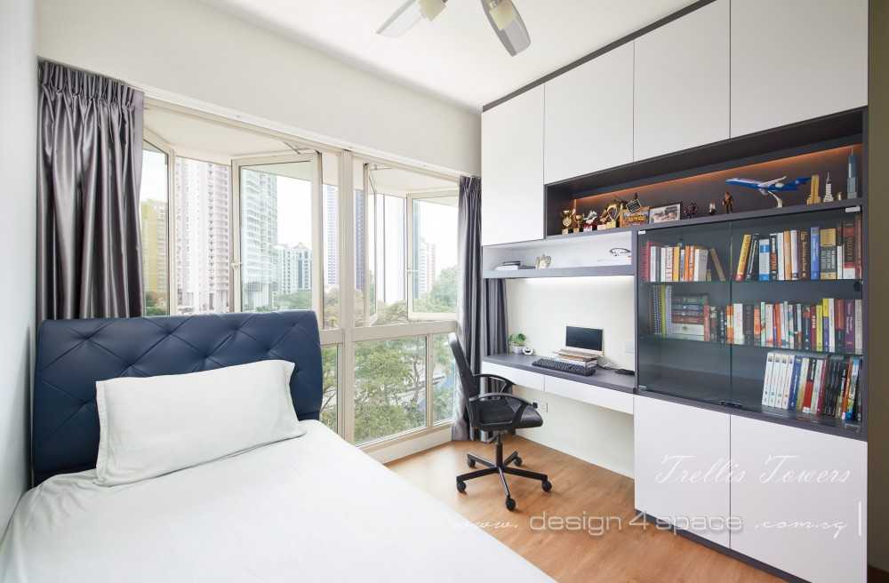 Contemporary Bedroom with Wood Flooring and Children's Beds