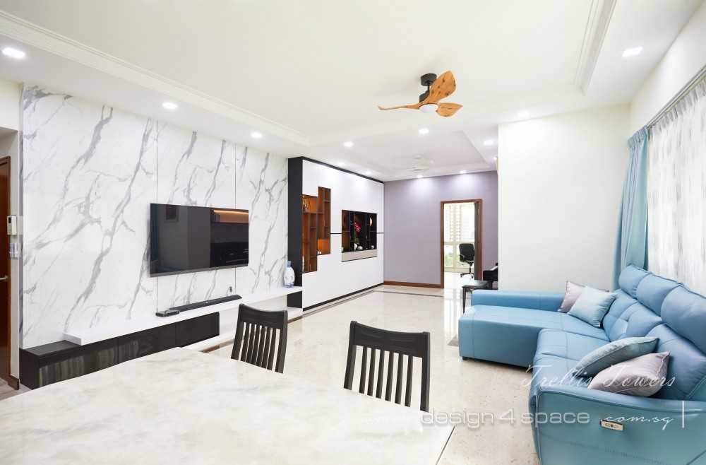 Contemporary Living Room with TV Console and Sofa