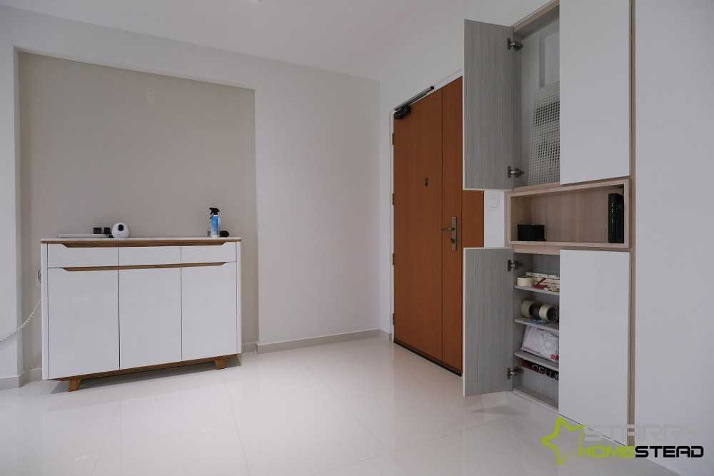 Scandinavian Entryway with Storage Cabinets and Shoe Cabinets