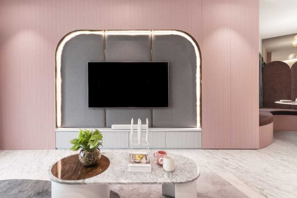 Modern Living Room with Feature Wall and Cove Lighting