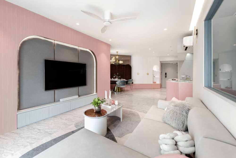 Modern Living Room with Feature Wall and Sofa