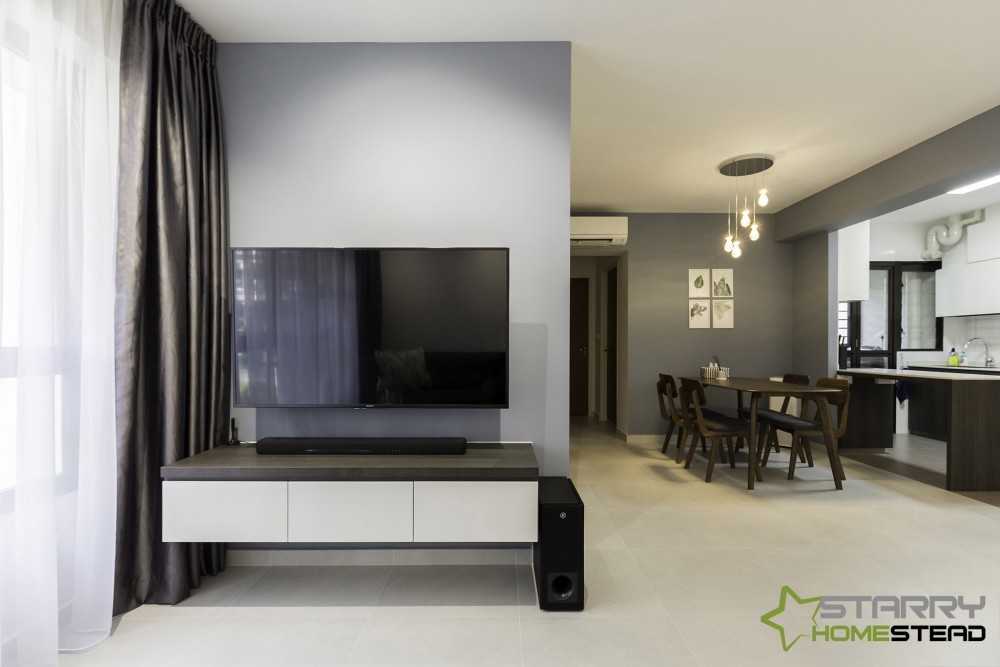 Contemporary Living Room with TV Console and TV