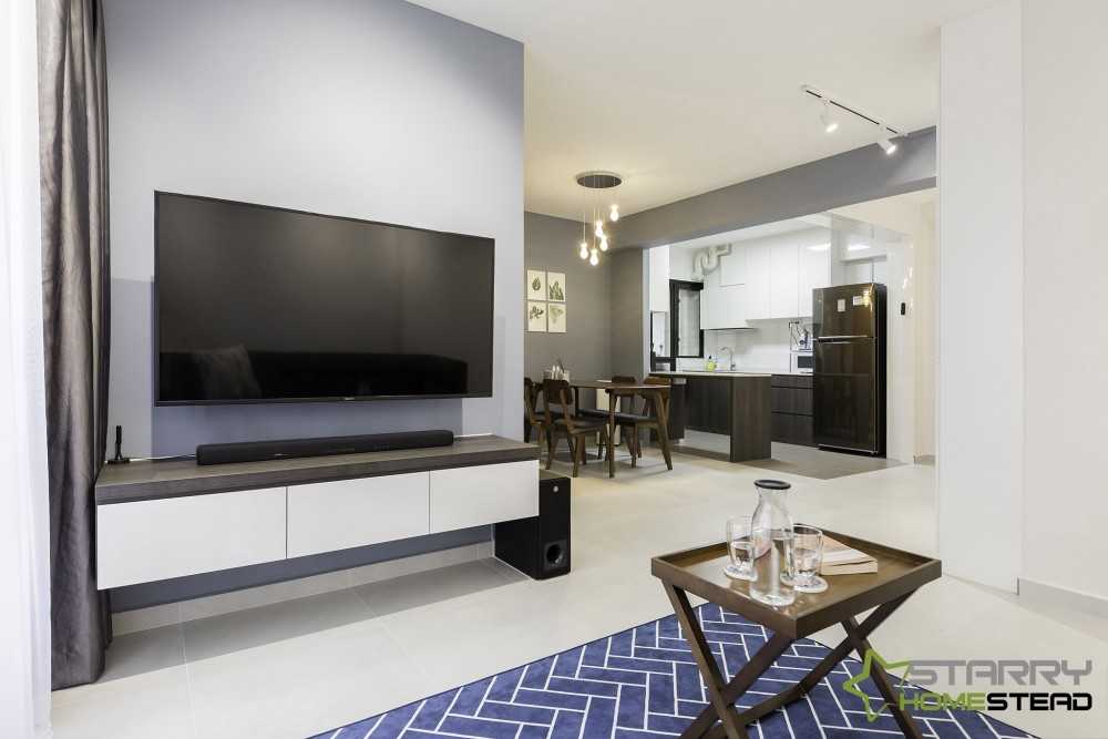 Contemporary Living Room with TV Console and Coffee Table