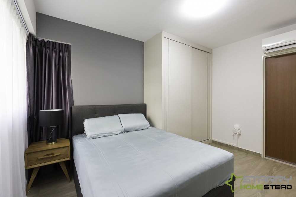 Contemporary Bedroom with Wardrobe and Bedside Table