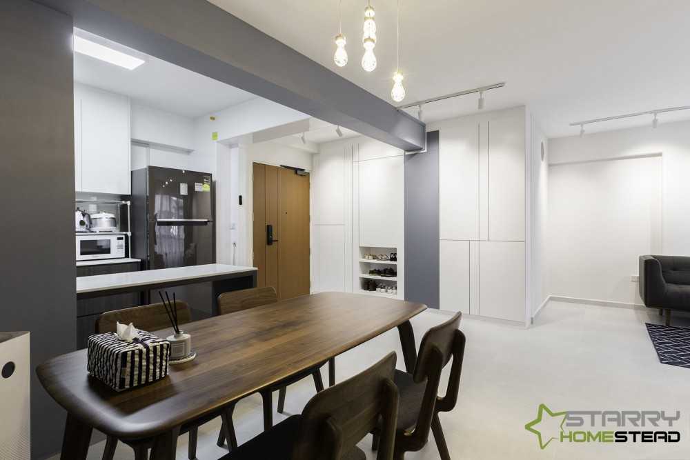 Contemporary Dining Room with Open Kitchen and Dining Table