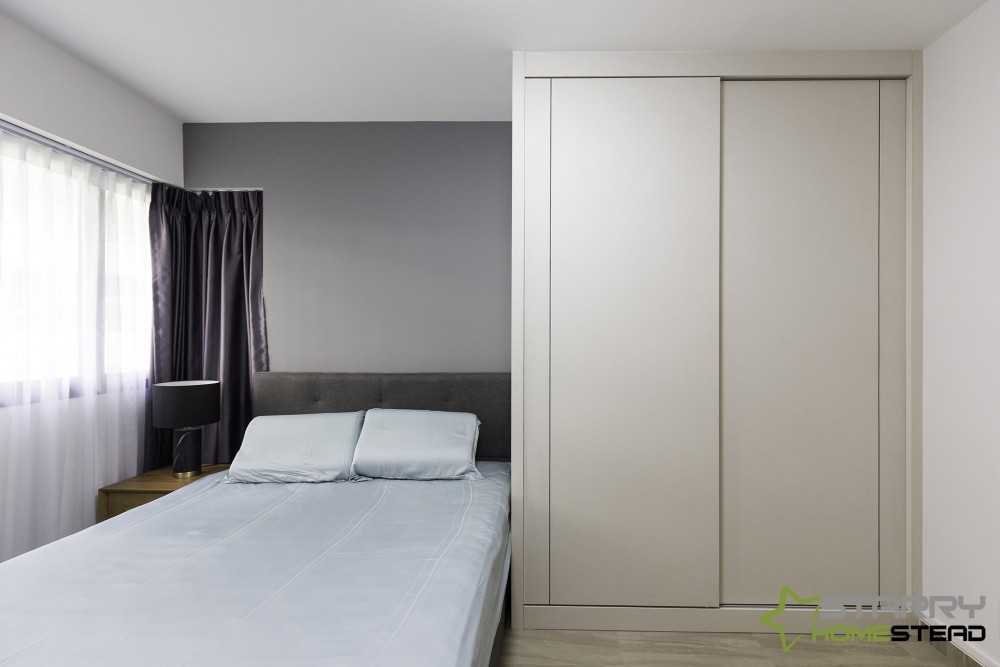 Contemporary Bedroom with Wardrobe and Bedside Table