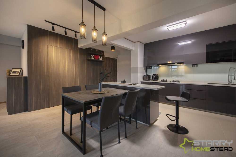 Industrial Dining Room with Dining Table and Dining Chairs