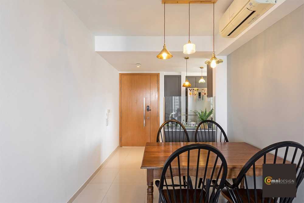 Country Dining Room with Marble Floor and Chandelier