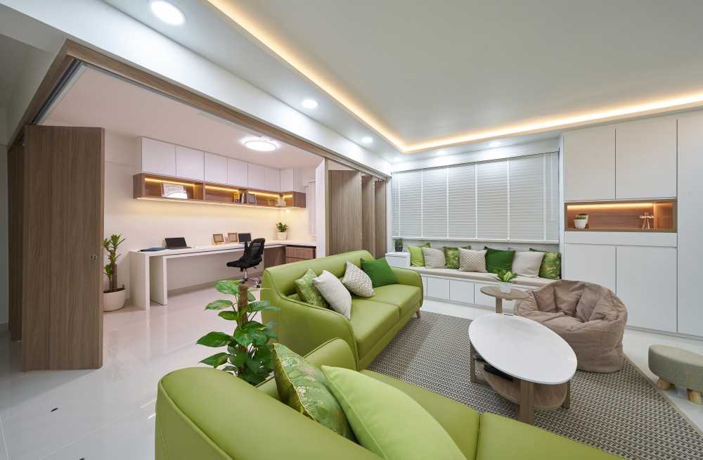 Contemporary Living Room with Carpet and Coffee Table
