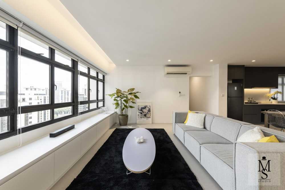 Minimalist Living Room with Bay Window and Sofa