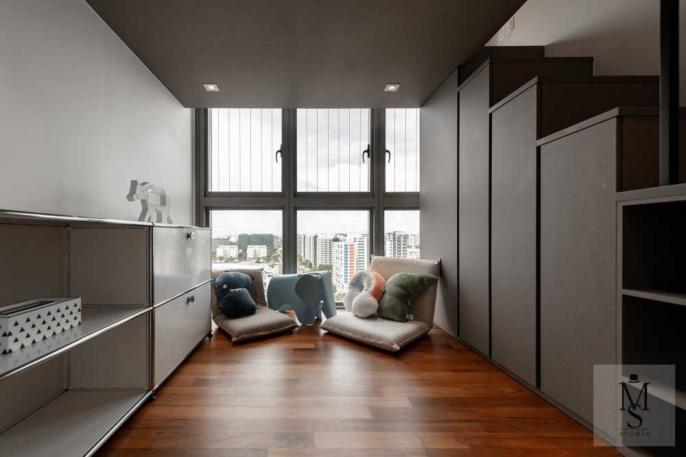 Contemporary Kids Room with Bookshelf and Toys