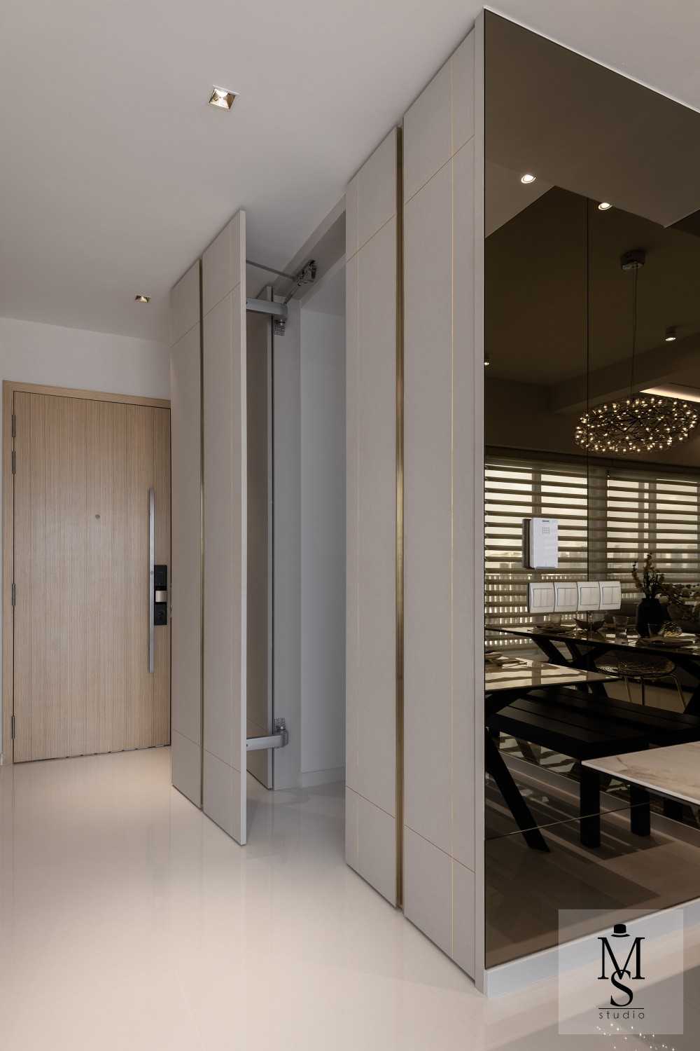 Contemporary Entryway with Shoe Rack and Console Table