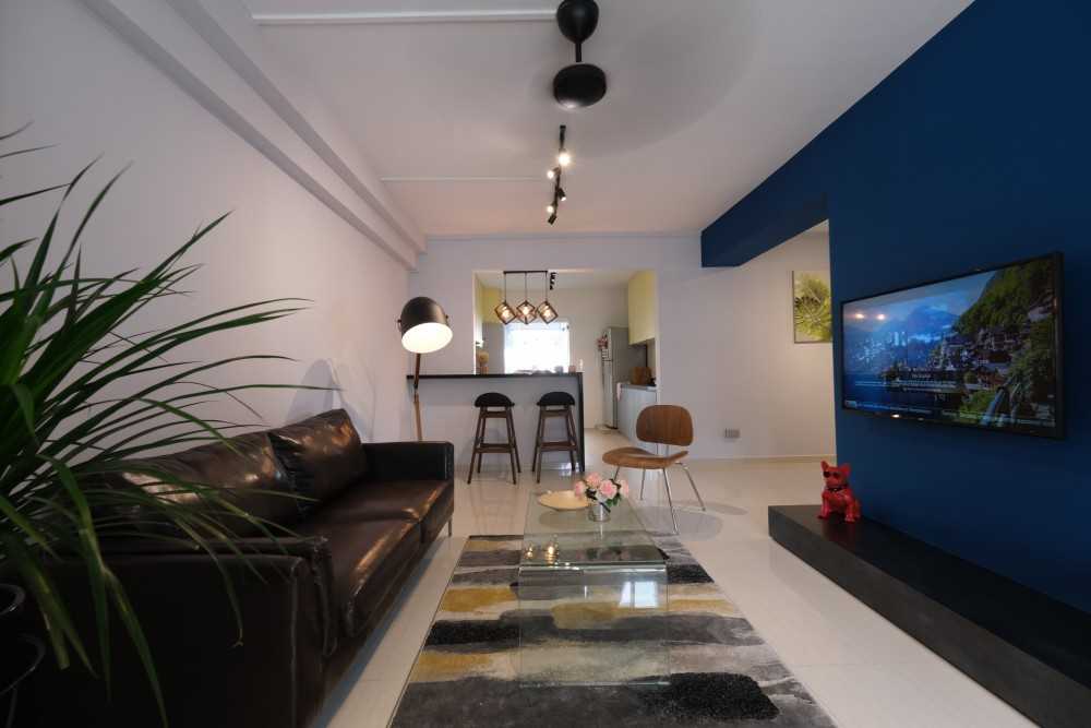 Modern Balcony with TV Console and Bar Counter