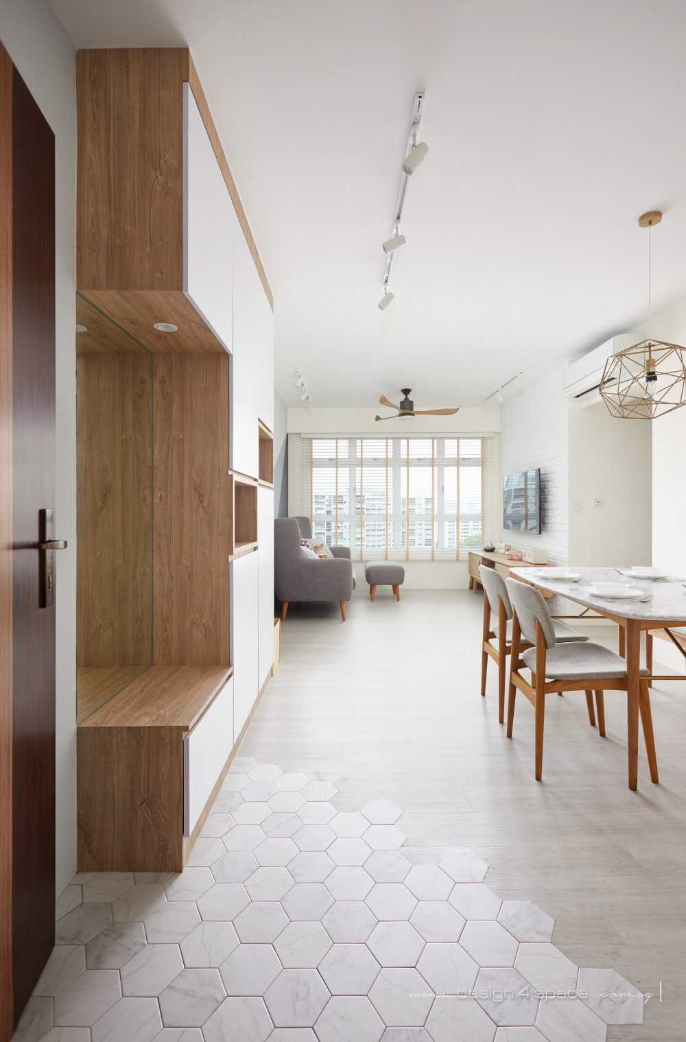 Scandinavian Living Room with Wood Flooring and TV Console