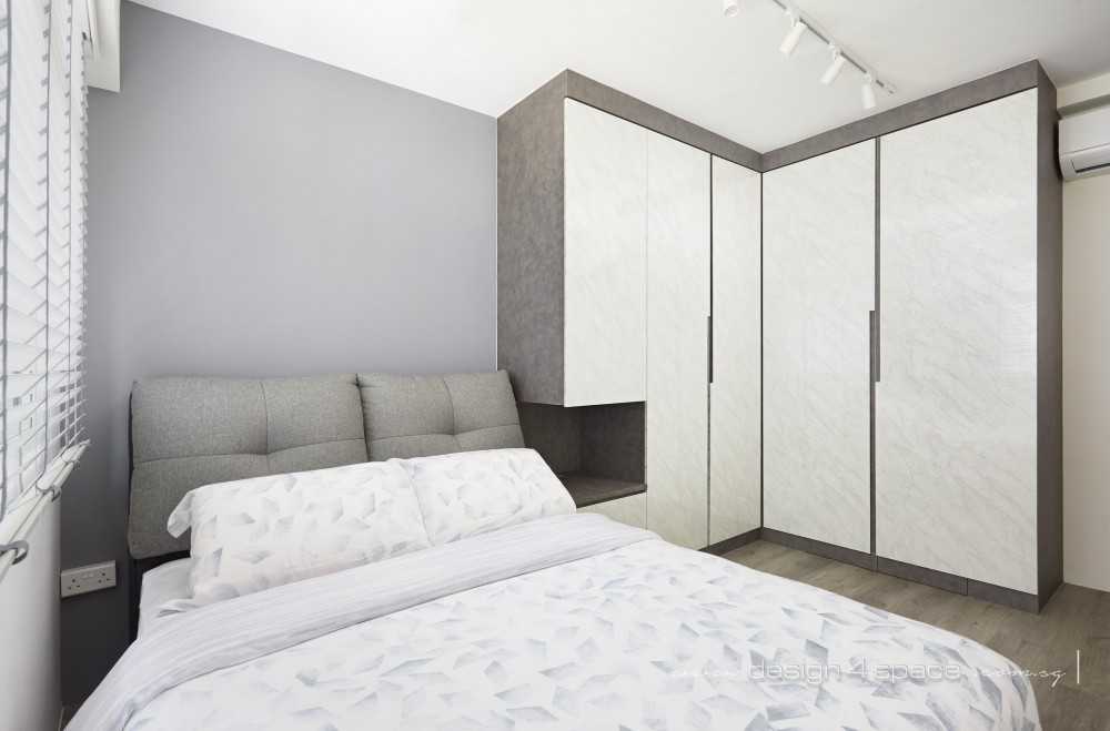 Scandinavian Bedroom with Wardrobe and Built-in Bed