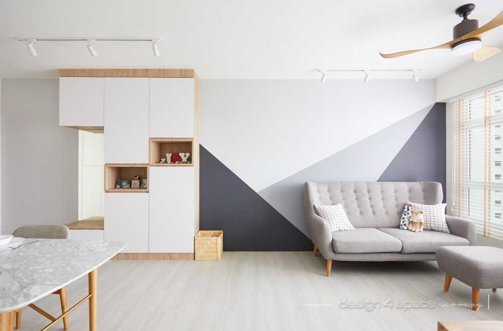 Scandinavian Living Room with Wood Flooring and TV Console