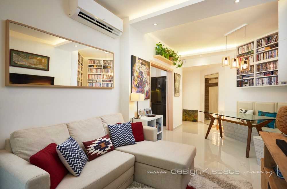 Asian Living Room with Wood Flooring and TV Console