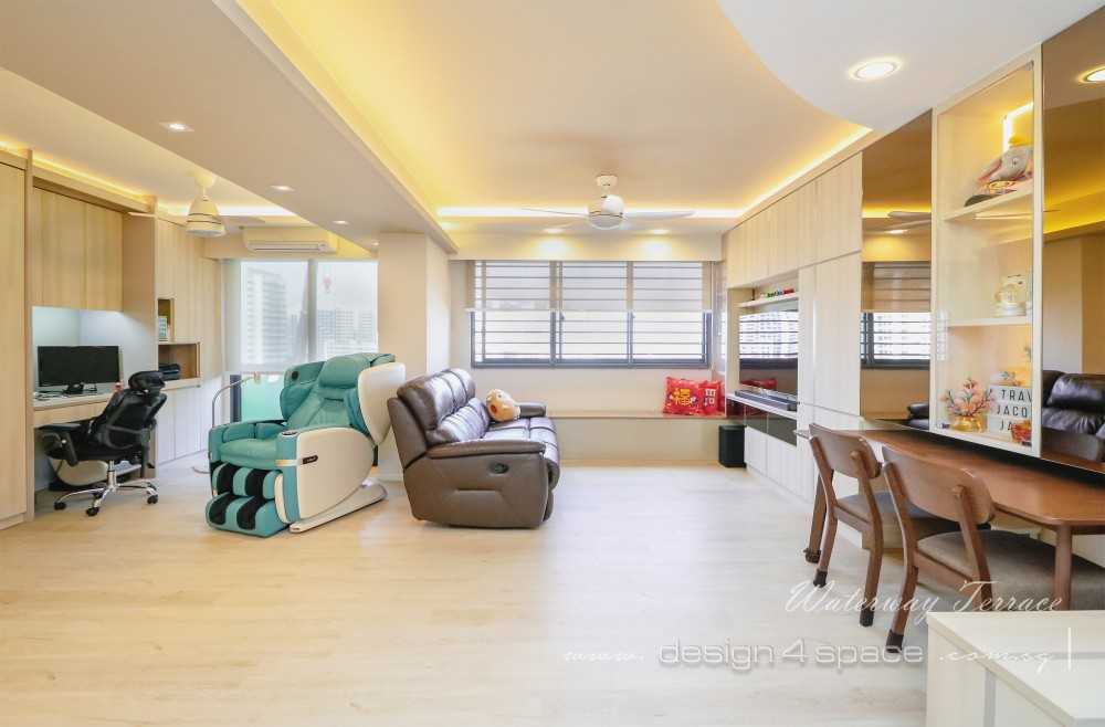 Contemporary Living Room with Vinyl Flooring and Feature Wall