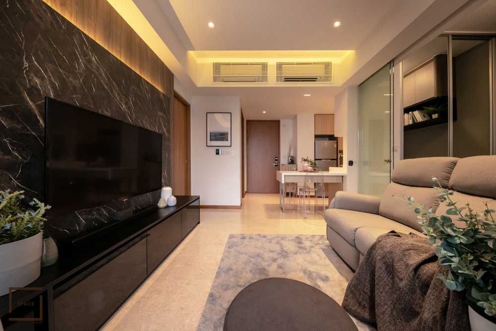 Scandinavian Living Room with TV Console and Sofa