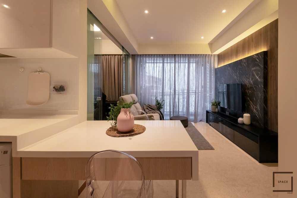 Scandinavian Living Room with TV Console and Ceiling Light