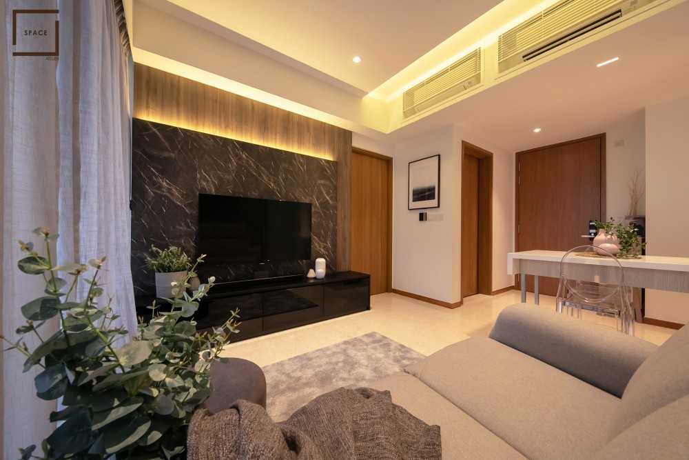 Scandinavian Living Room with TV Console and TV