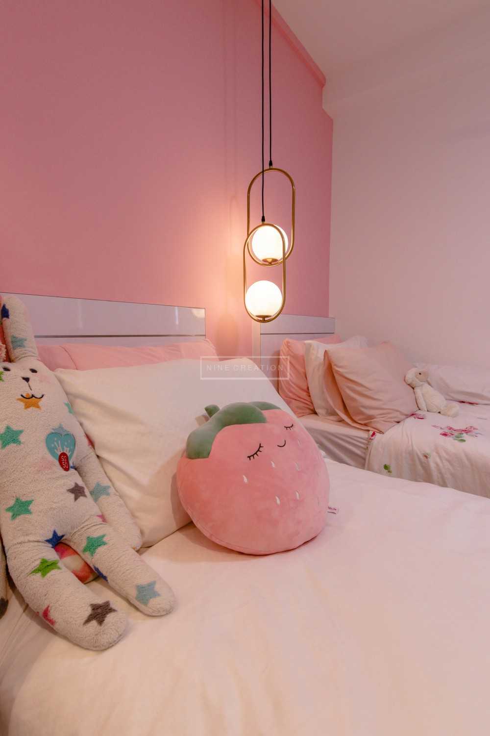Contemporary Bedroom with Bedside Table and Children's Beds