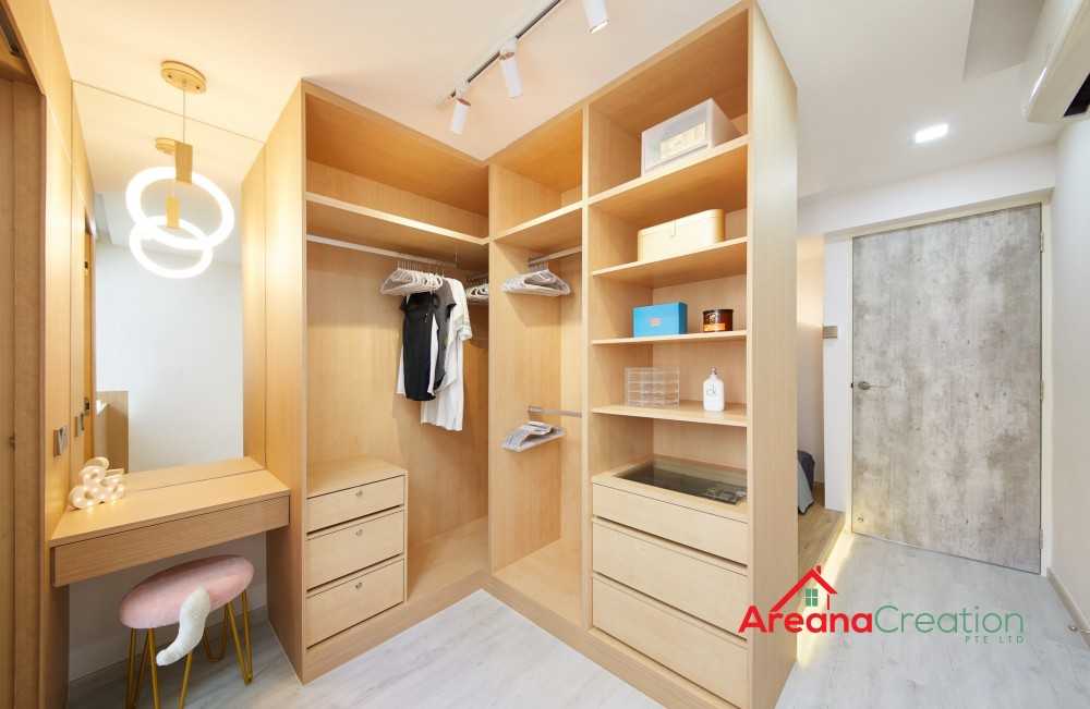 Modern Bedroom with Platform Bed and Wardrobe